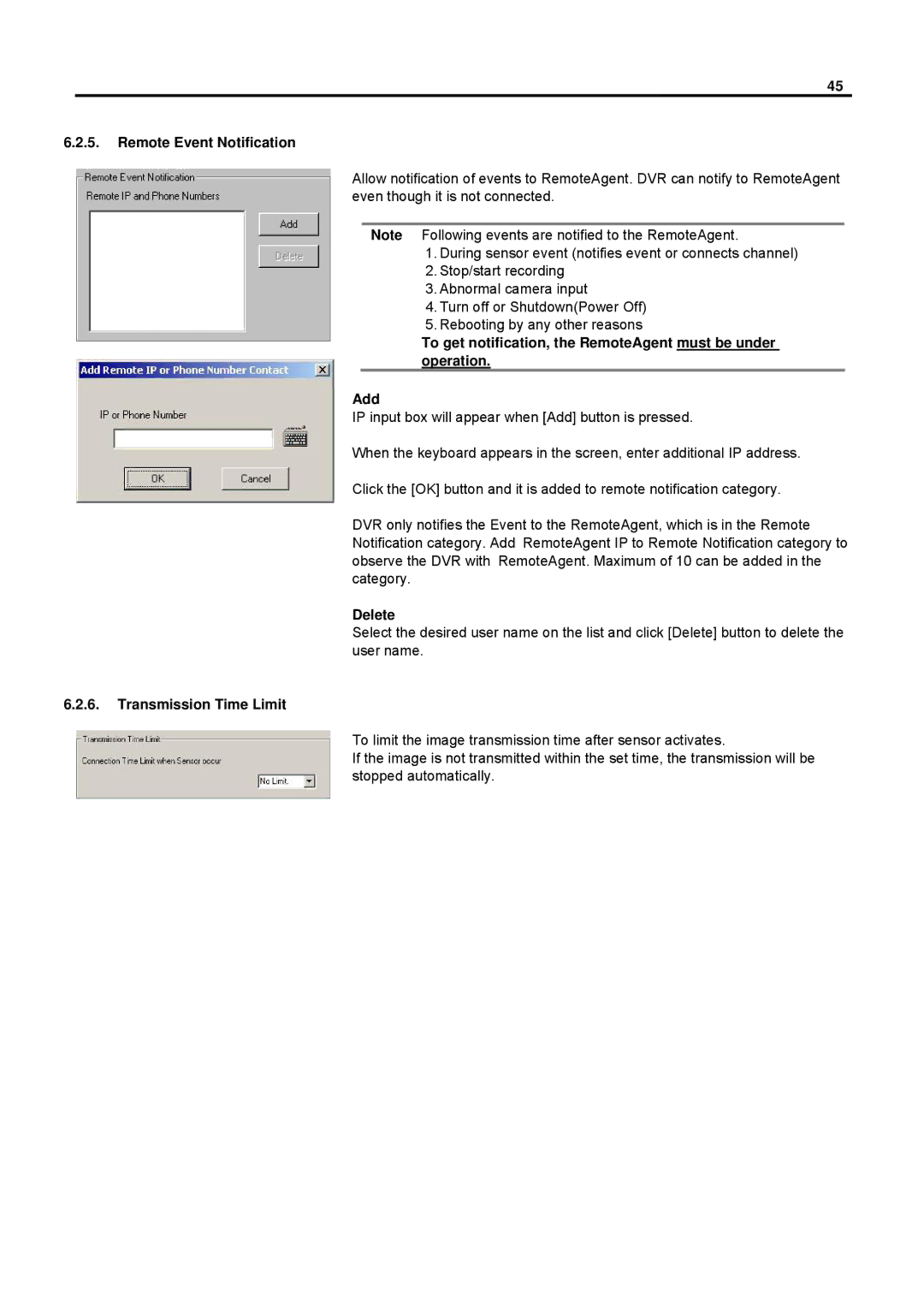 Speco Technologies DVR-PC8 Series, DVR-PC16 Series user manual Remote Event Notification, Transmission Time Limit 