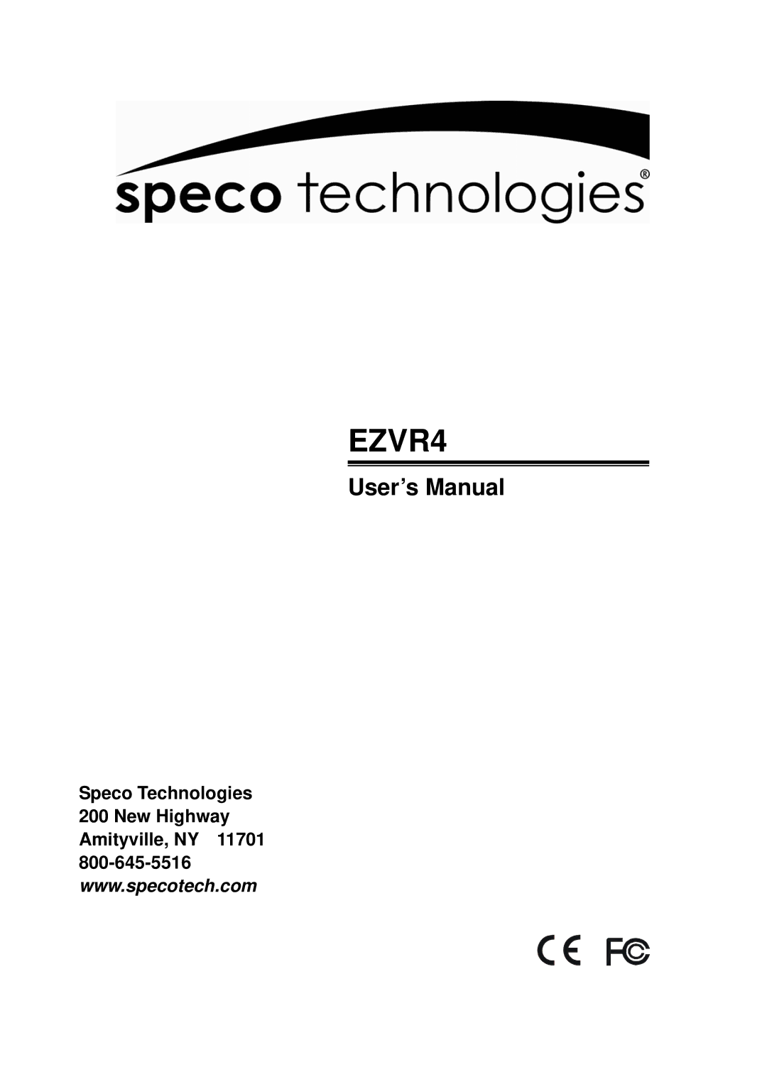 Speco Technologies EZVR4 user manual 