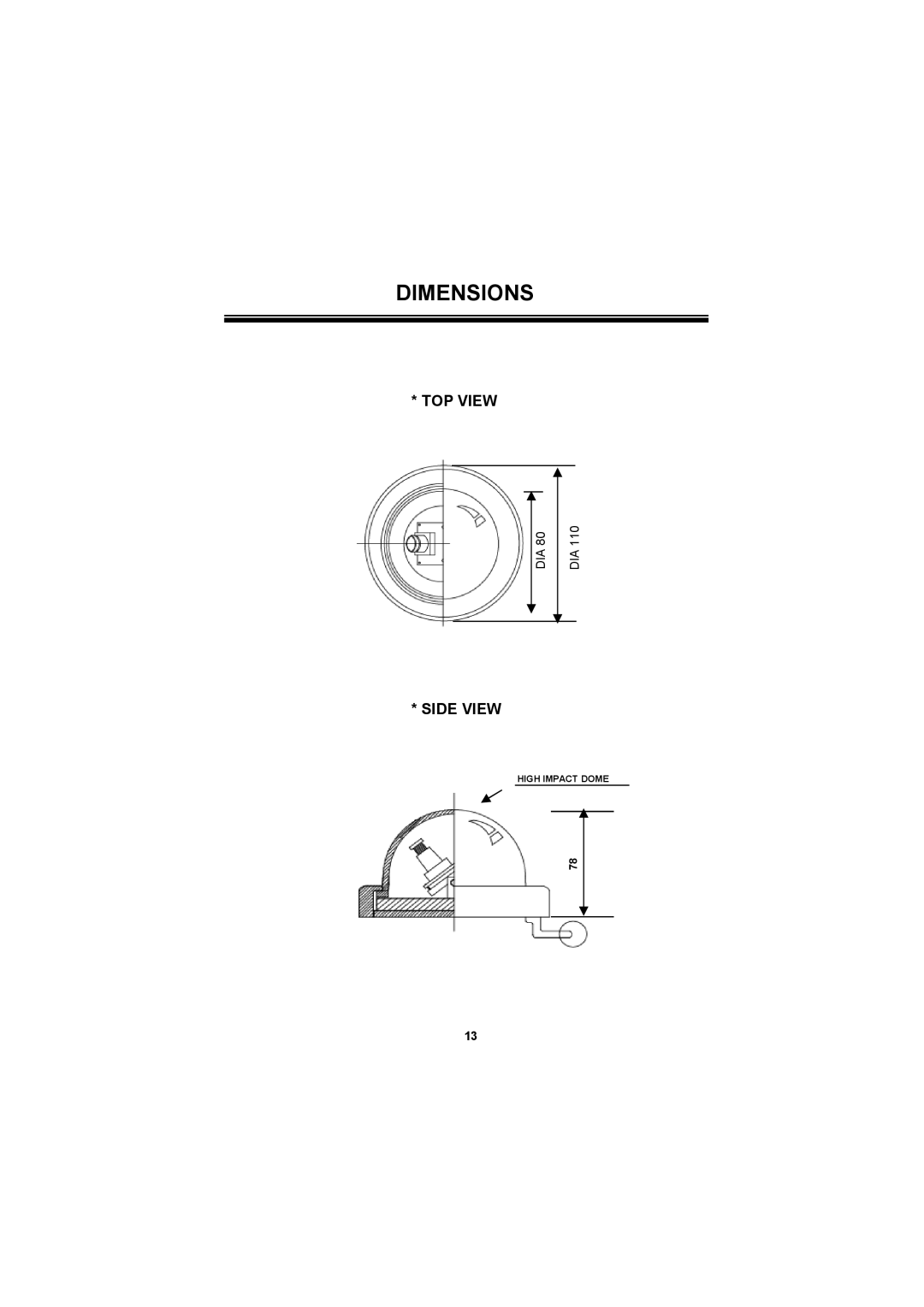 Speco Technologies HINT13D7G manual Dimensions 