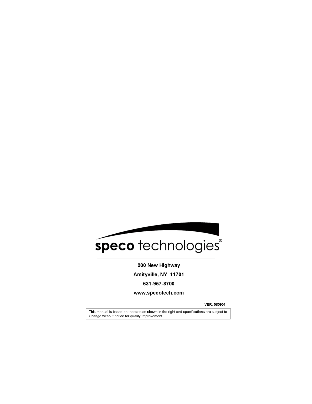 Speco Technologies HT-7248FFI manual New Highway Amityville, NY, Ver 