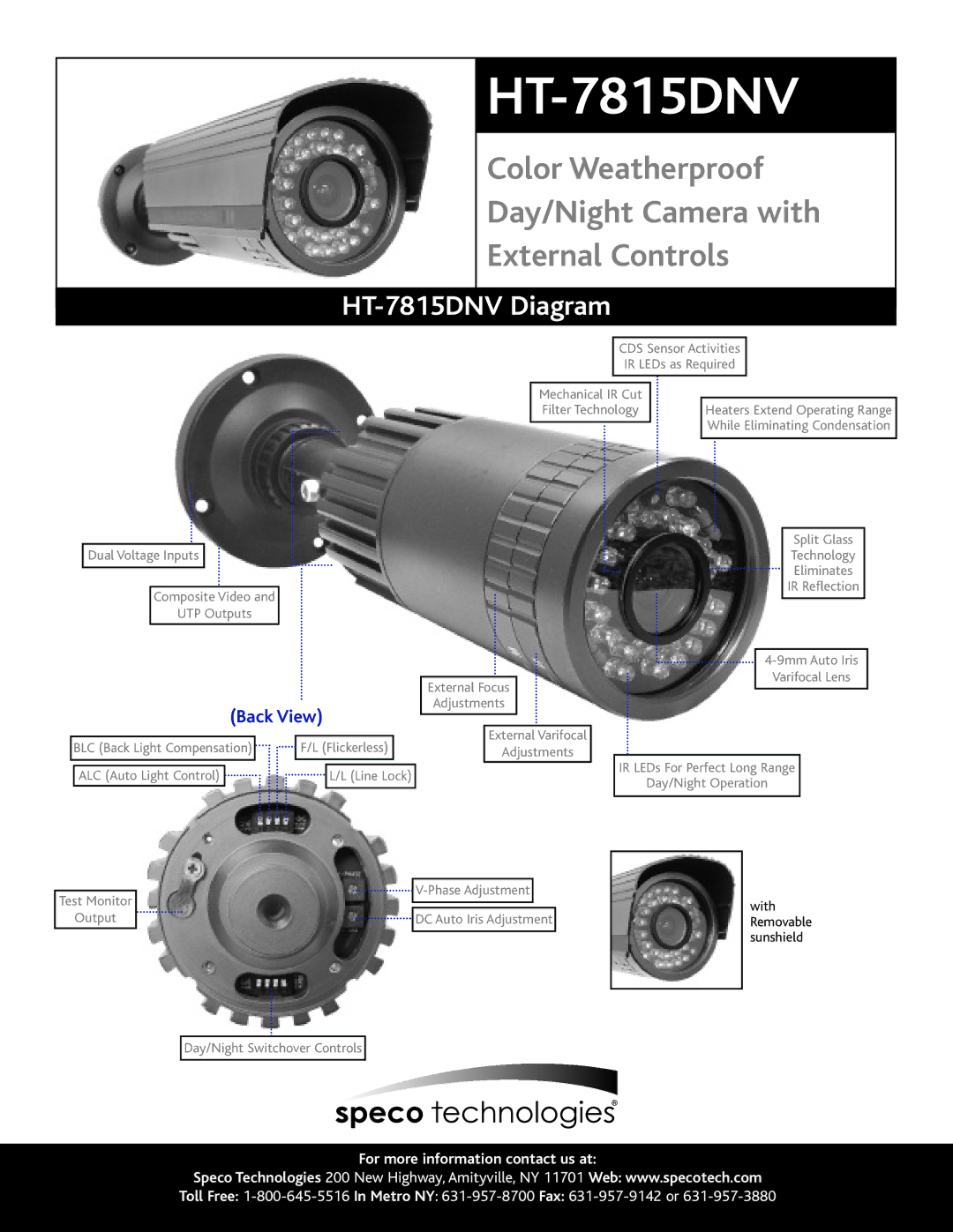 Speco Technologies specifications HT-7815DNV 