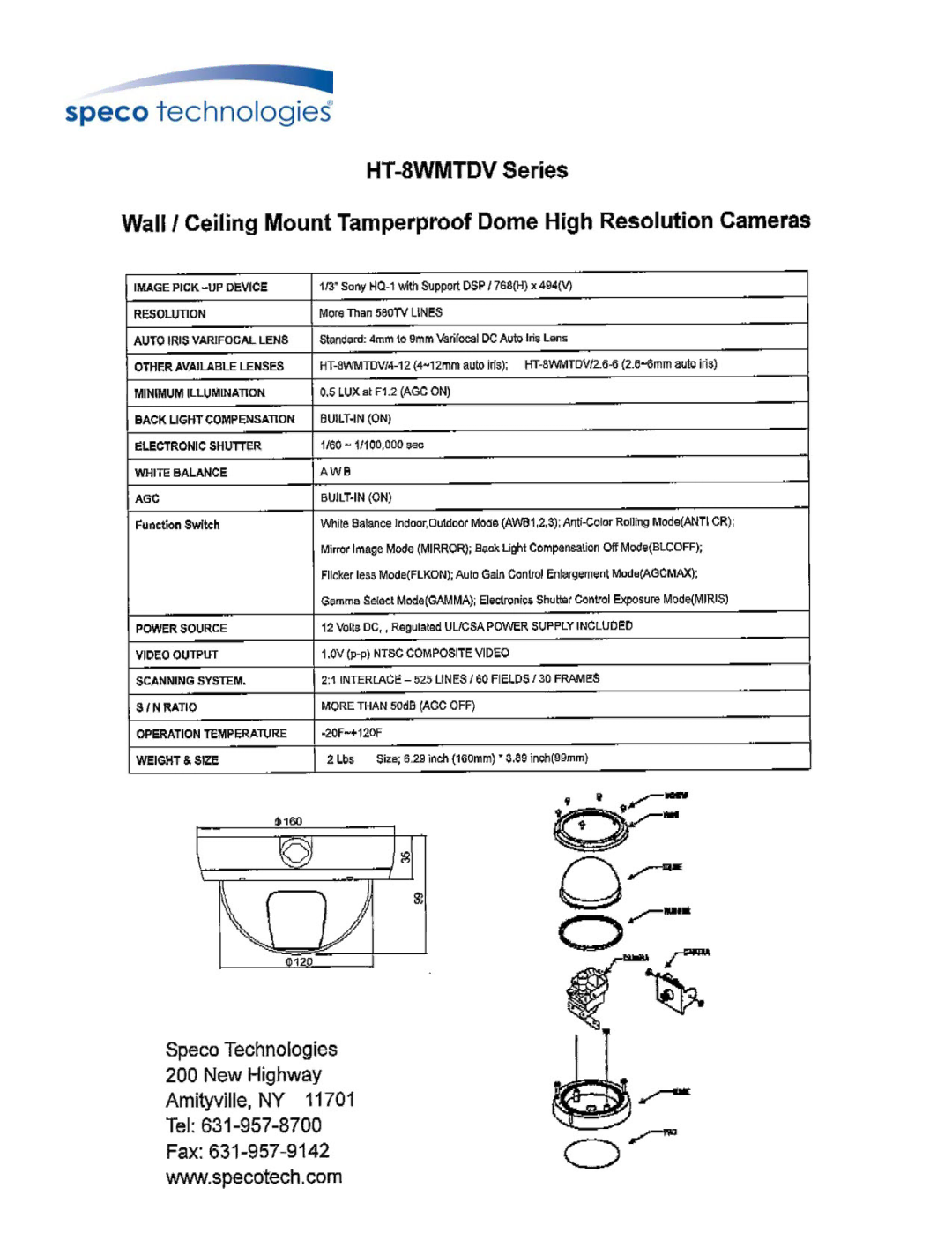 Speco Technologies HT-8WMTDV Series manual 