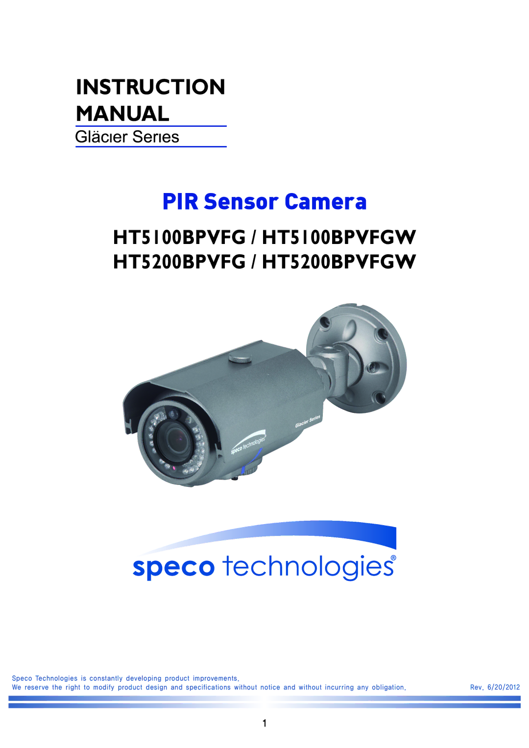 Speco Technologies HT5100BPVFGW, HT5200BPVFGW specifications PIR Sensor Camera 