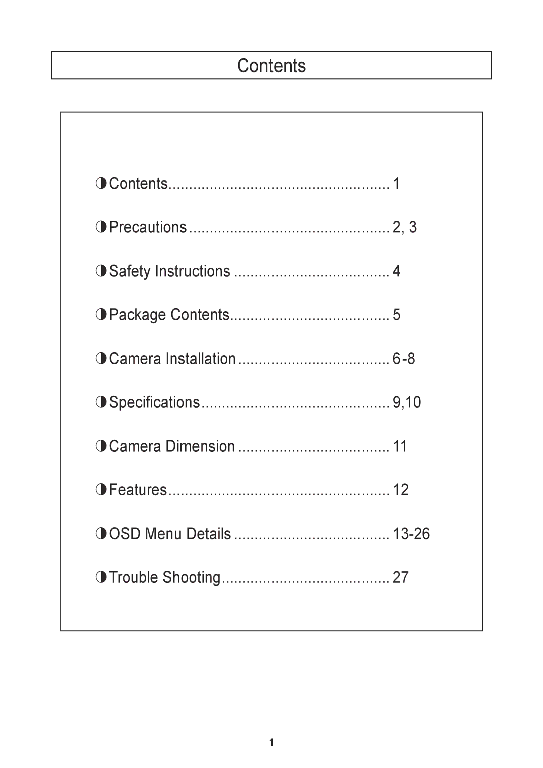 Speco Technologies HT5200BPVFGW, HT5100BPVFGW specifications Contents 