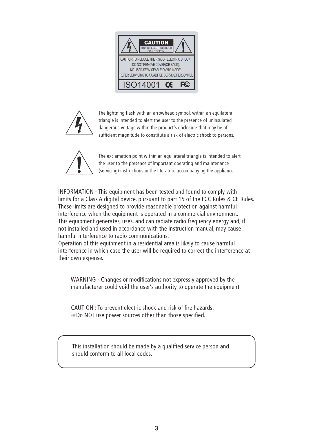 Speco Technologies HT5200BPVFGW, HT5100BPVFGW specifications ISO14001 