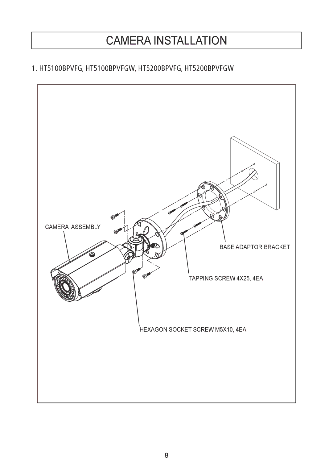 Speco Technologies HT5100BPVFGW, HT5200BPVFGW specifications Camera Assembly 