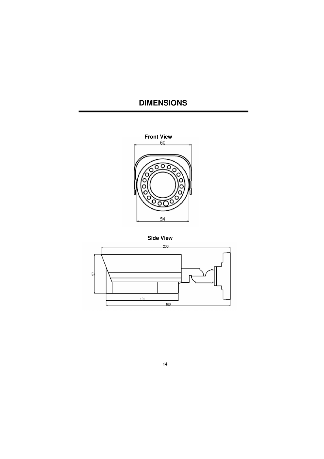 Speco Technologies HT7715DNVW manual Dimensions 