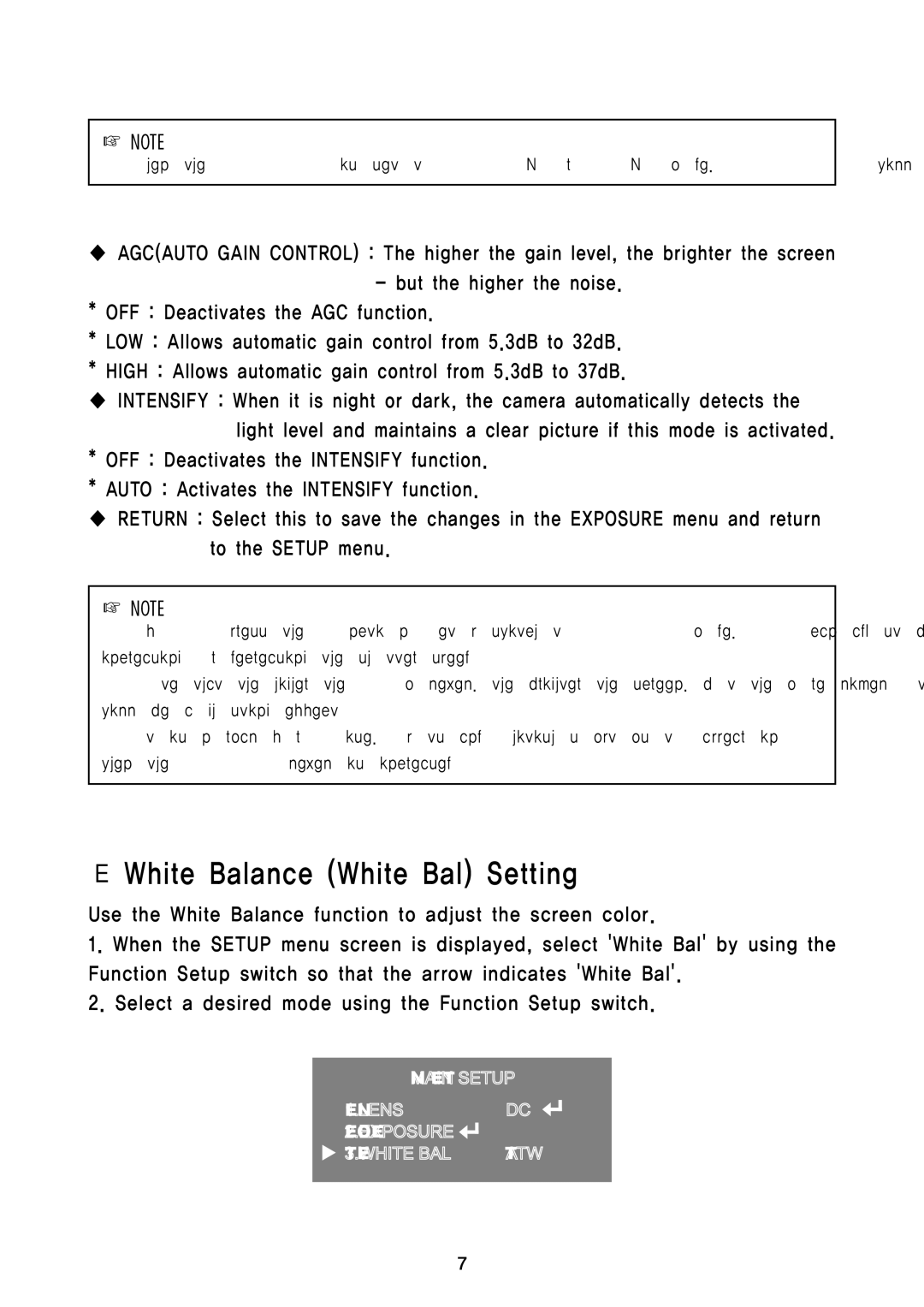 Speco Technologies HT7248FFI, HTD8FFI, HTB11FFi instruction manual White Balance White Bal Setting 