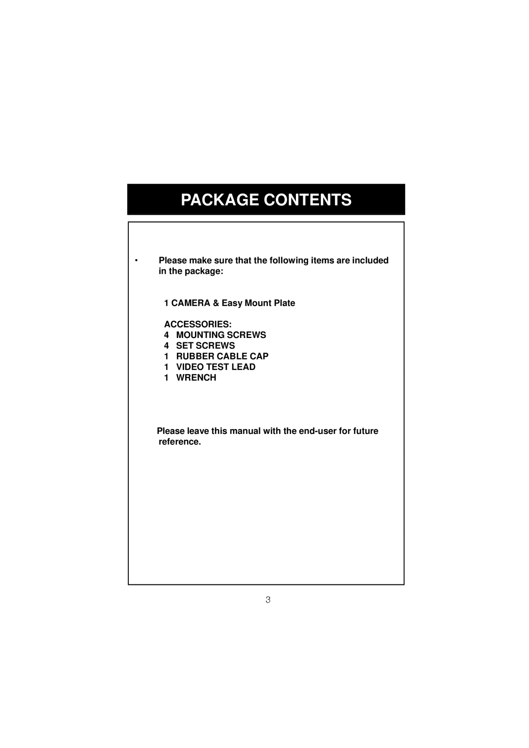 Speco Technologies HTD8SCS manual Package Contents 