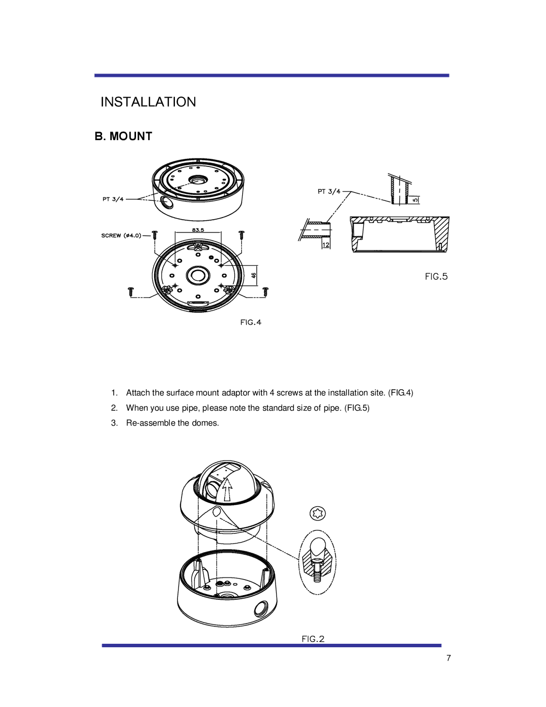 Speco Technologies HTSD10X manual Mount 