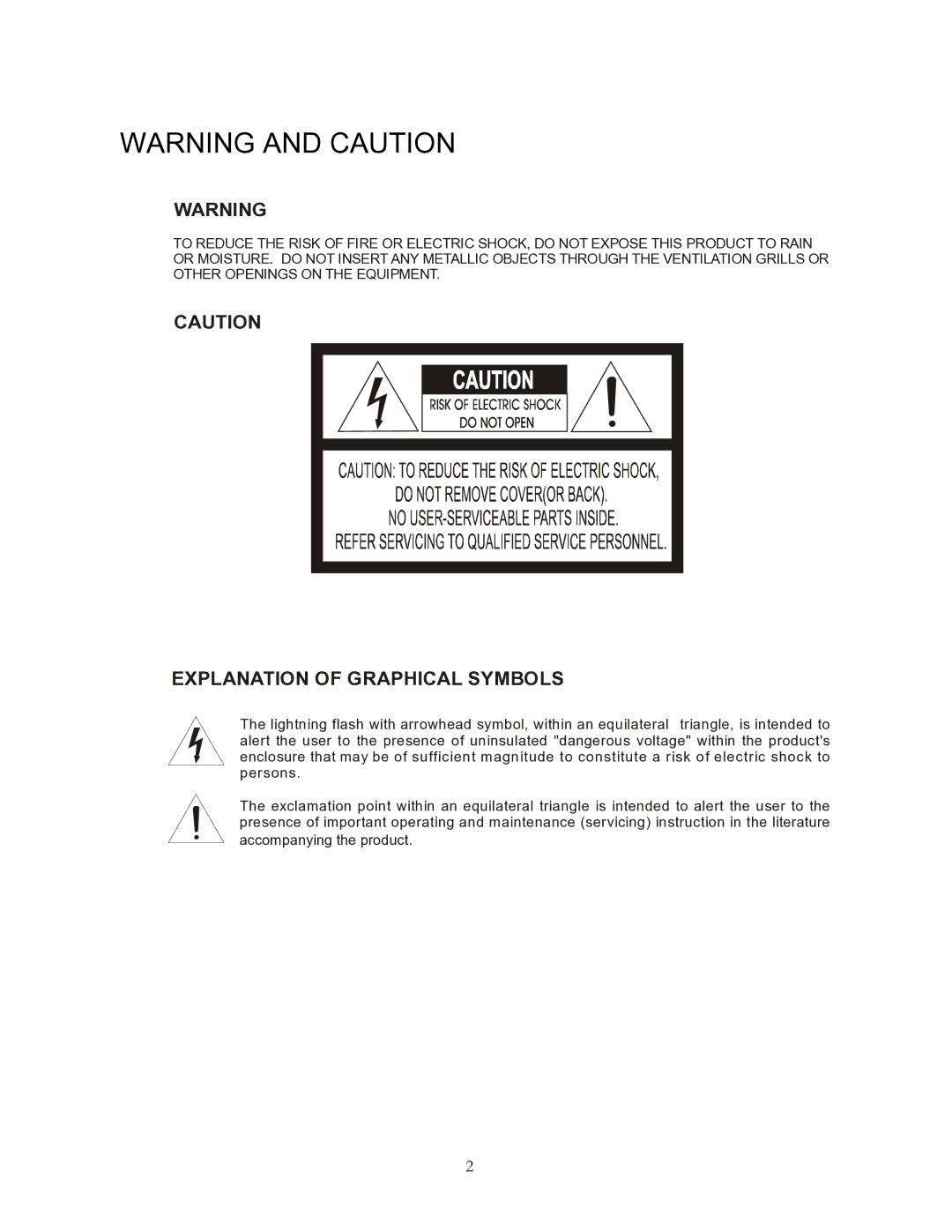 Speco Technologies KBD-927 instruction manual Explanation of Graphical Symbols 