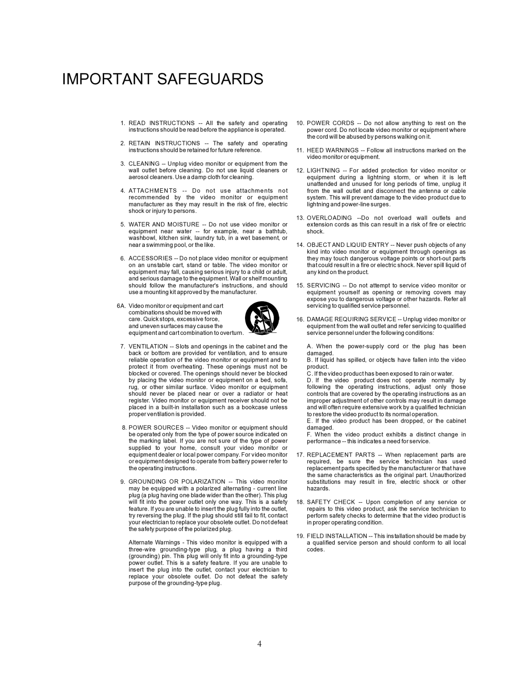 Speco Technologies KBD-927 instruction manual Important Safeguards 