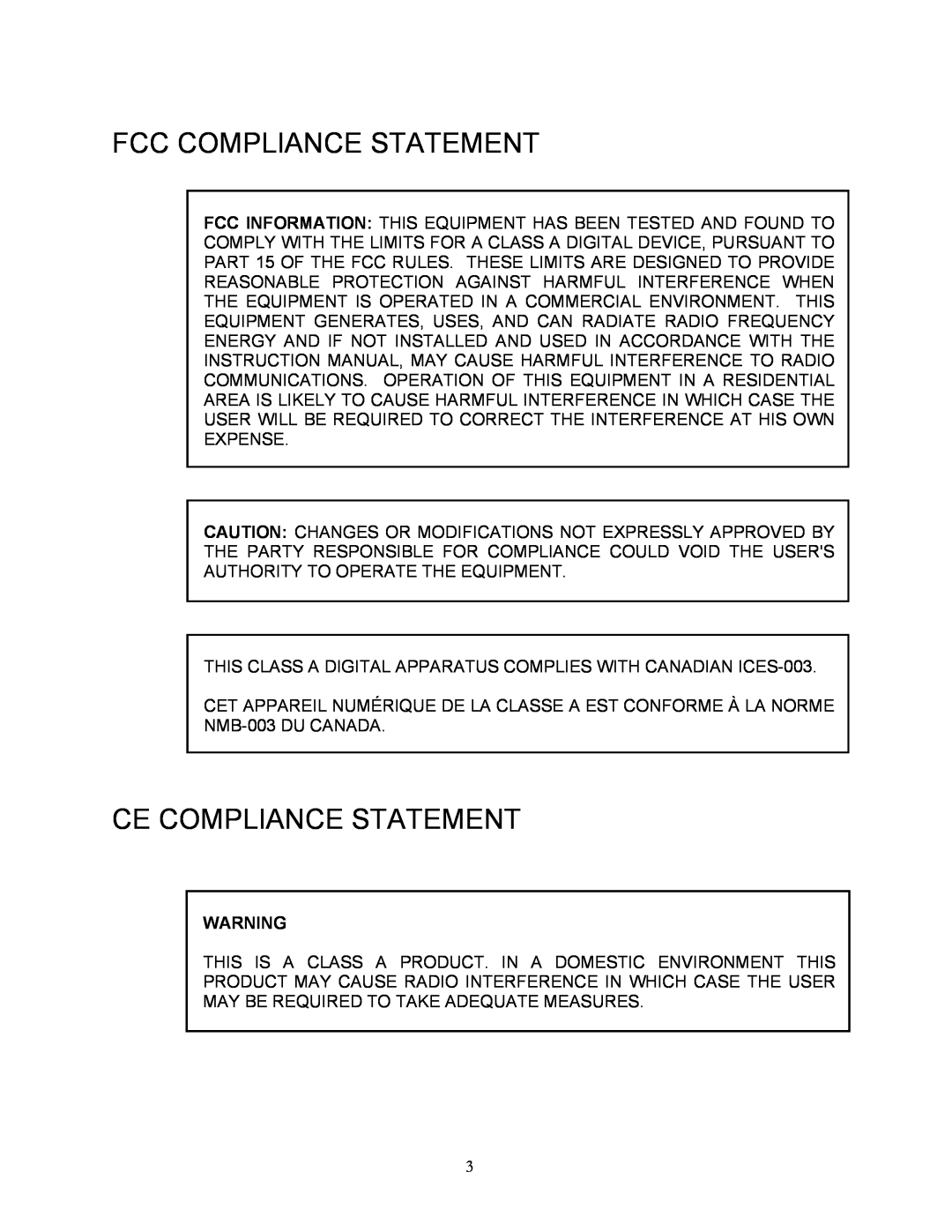 Speco Technologies KBD-927 instruction manual Fcc Compliance Statement, Ce Compliance Statement 
