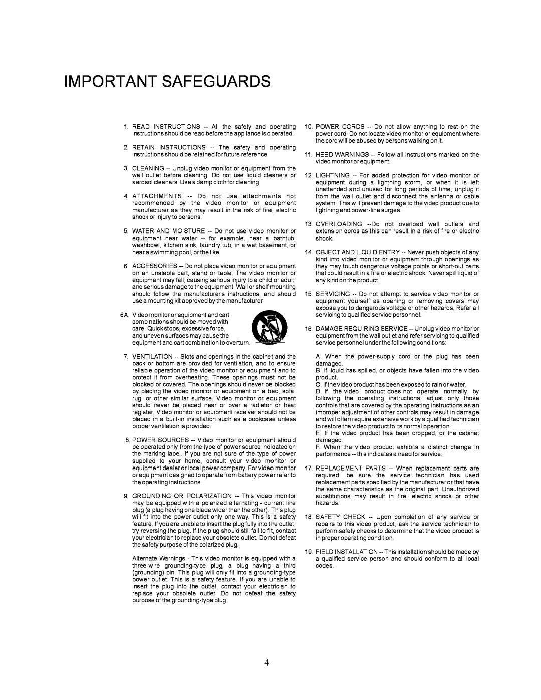 Speco Technologies KBD-927 instruction manual Important Safeguards 