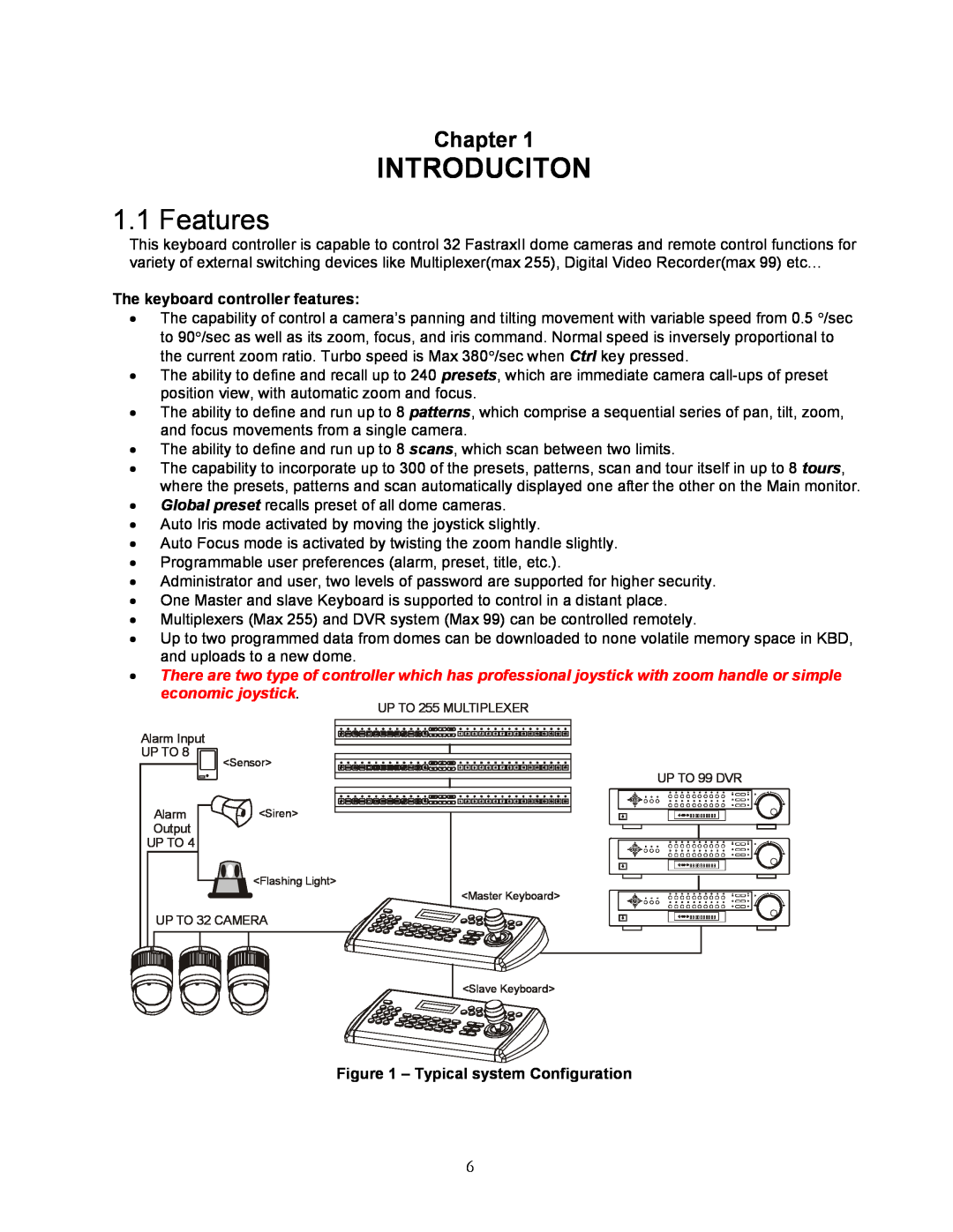 Speco Technologies KBD-927 instruction manual Introduciton, Features, Chapter, economic joystick 