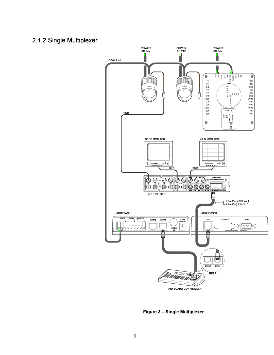 Speco Technologies KBD-927 instruction manual Single Multiplexer 