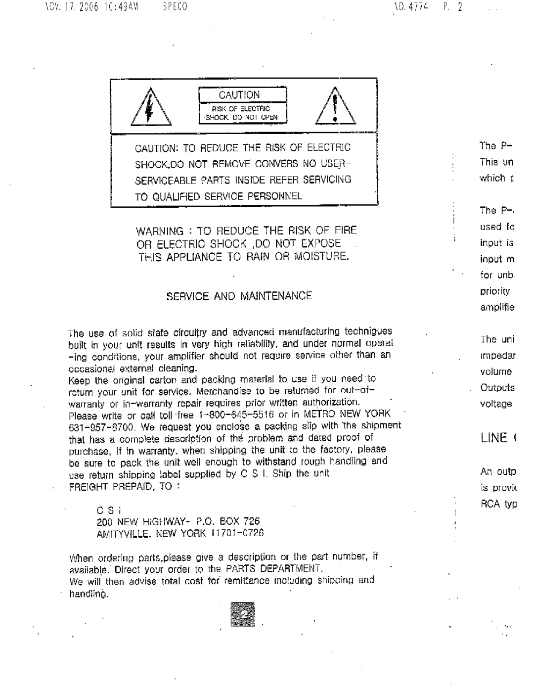 Speco Technologies P-30A instruction manual 