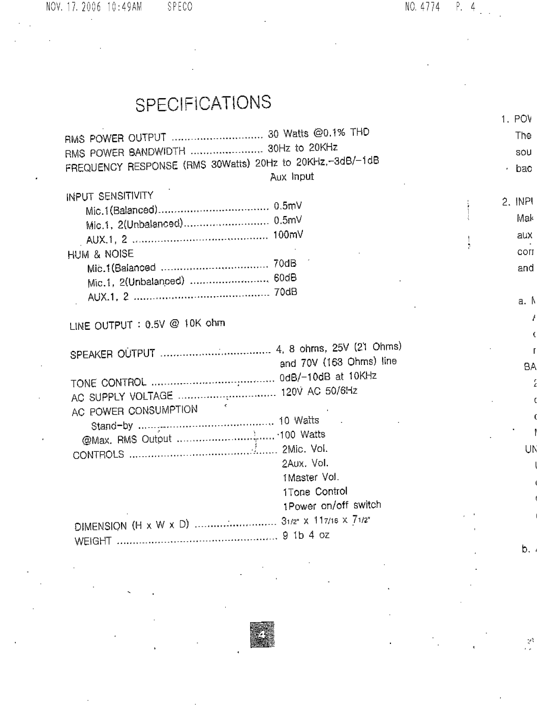 Speco Technologies P-30A instruction manual 