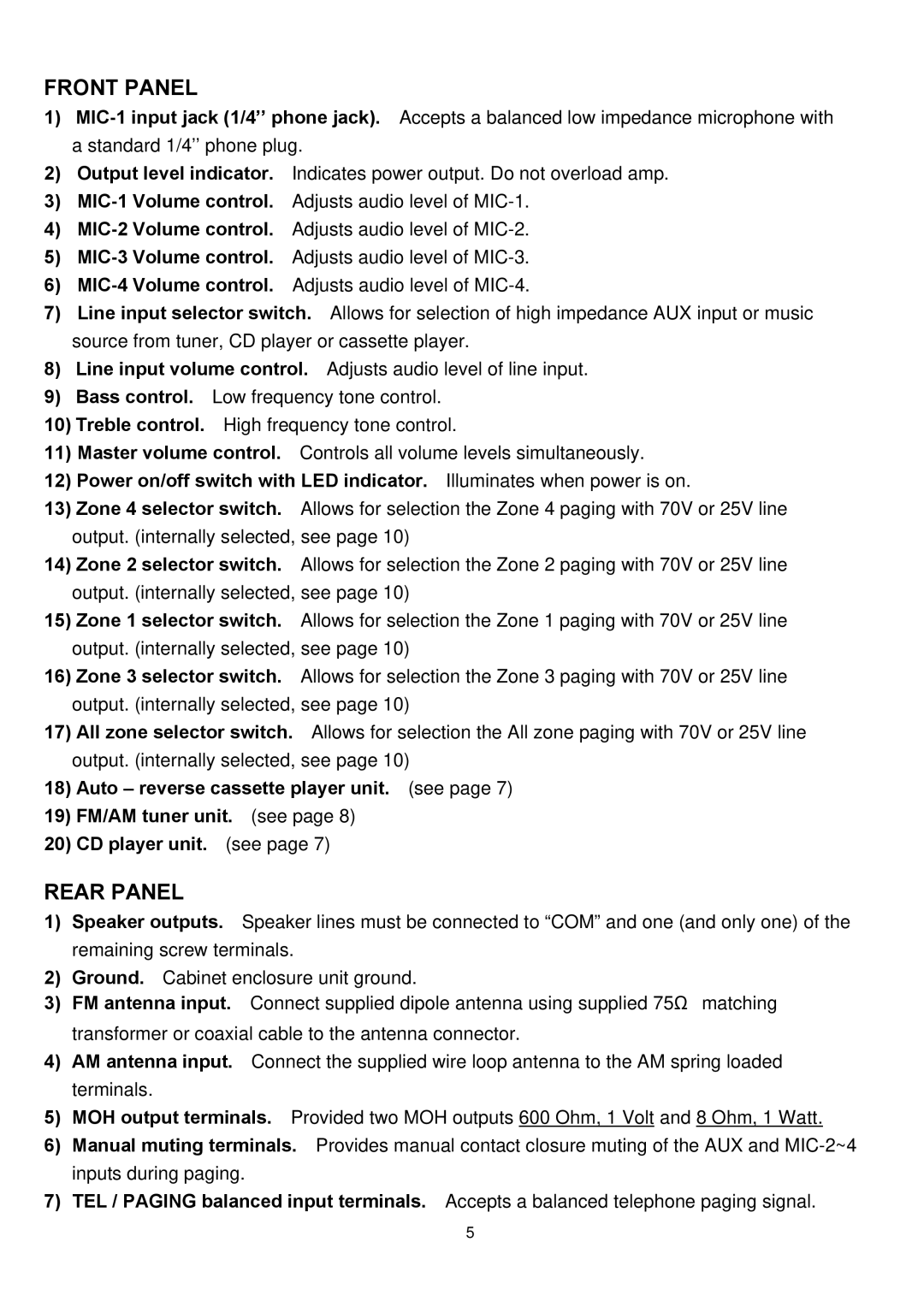 Speco Technologies P-30FACC instruction manual TEL / Paging balanced input terminals 