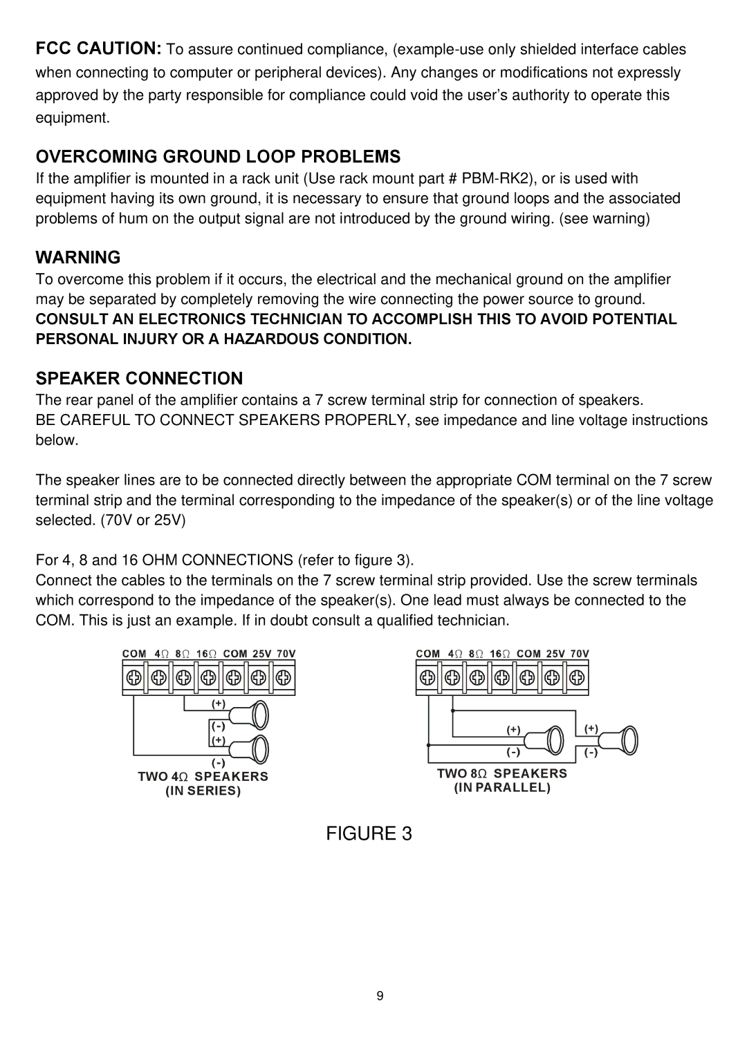 Speco Technologies P-30FACC instruction manual Overcoming Ground Loop Problems, Speaker Connection 