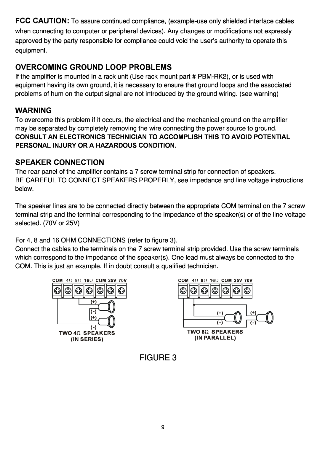 Speco Technologies P-30FACC instruction manual Overcoming Ground Loop Problems, Speaker Connection 