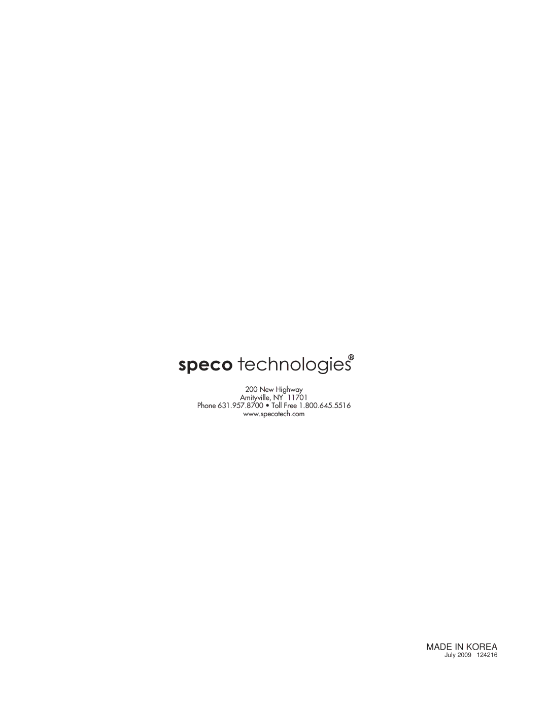 Speco Technologies P120FACD/P240FACD operation manual Made in Korea 