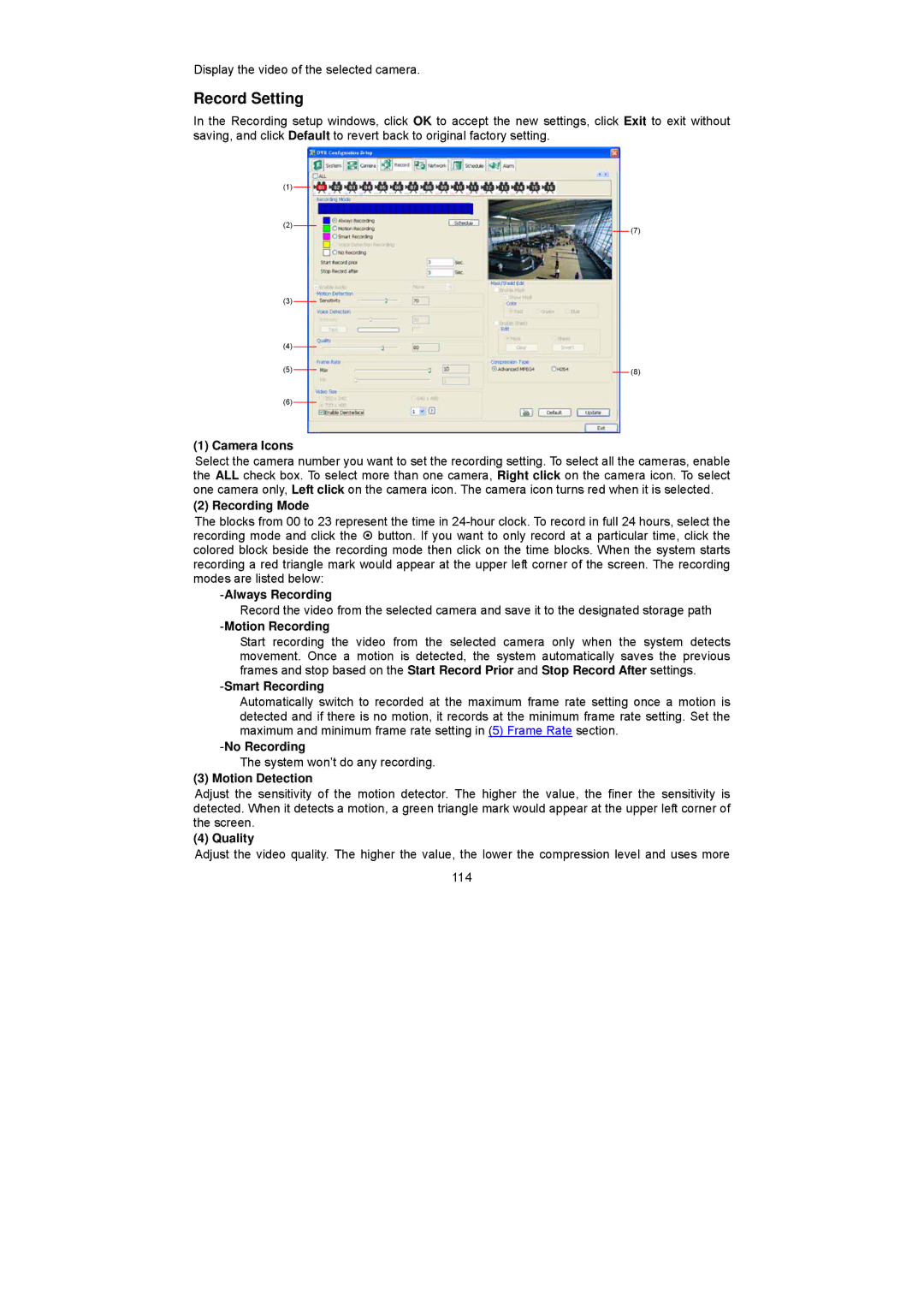 Speco Technologies PC Pro Series user manual Record Setting 