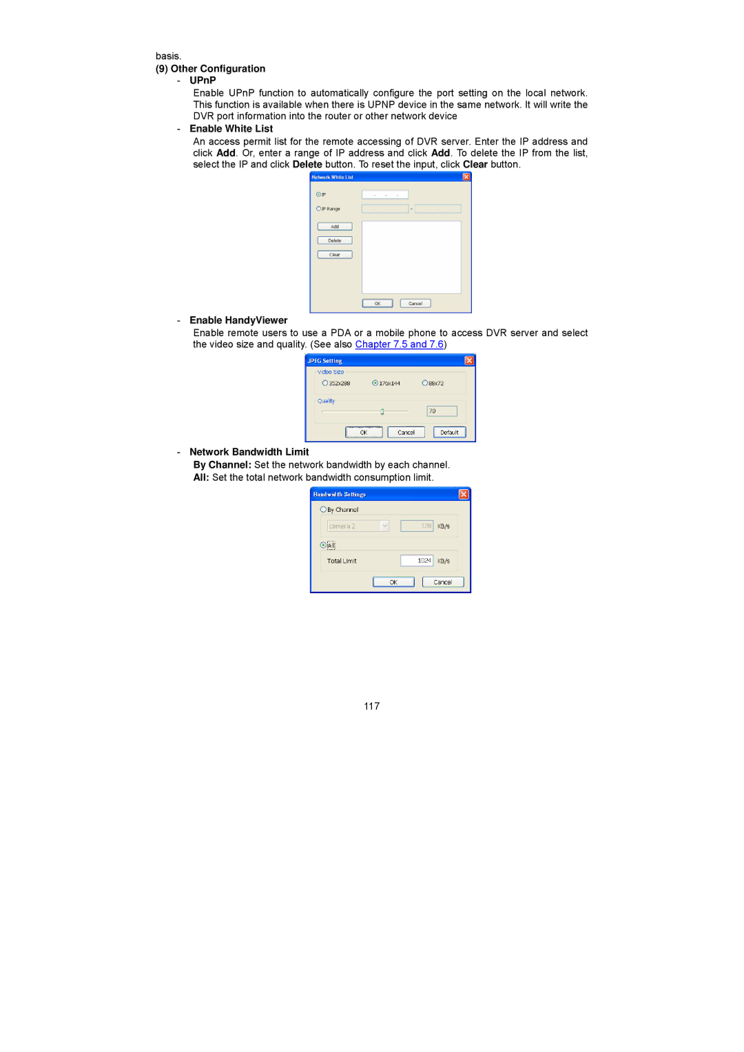 Speco Technologies PC Pro Series user manual Other Configuration UPnP, Enable HandyViewer 