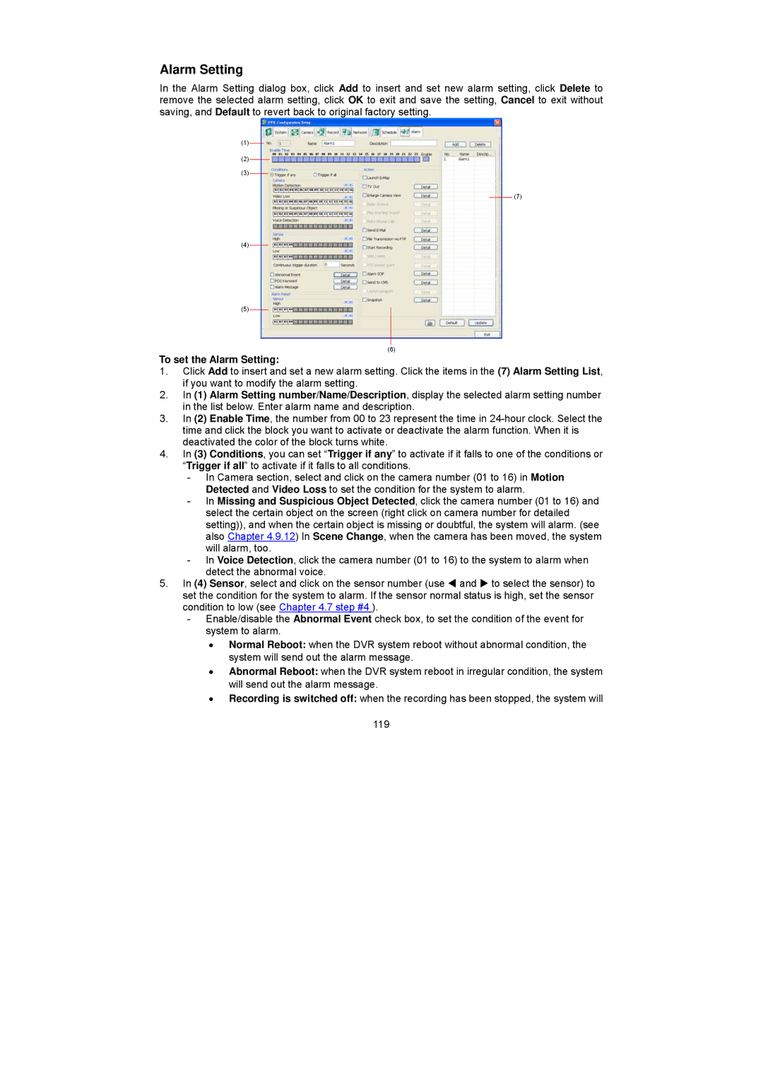 Speco Technologies PC Pro Series user manual Alarm Setting 