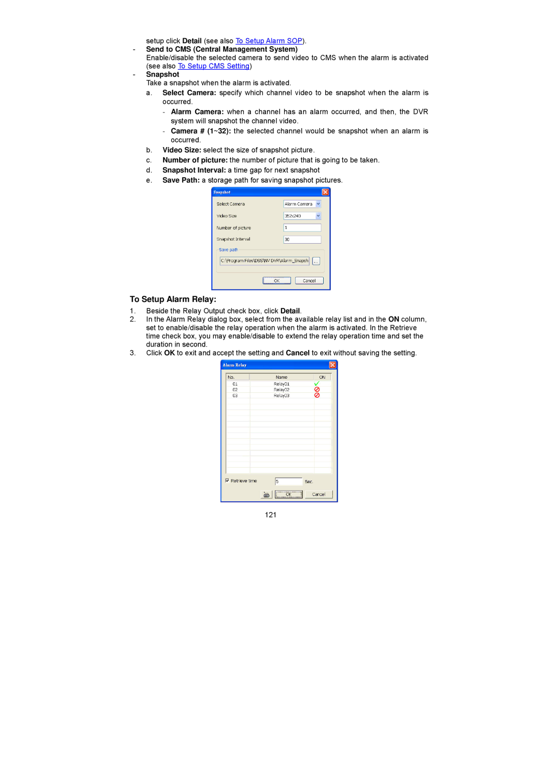 Speco Technologies PC Pro Series user manual To Setup Alarm Relay 