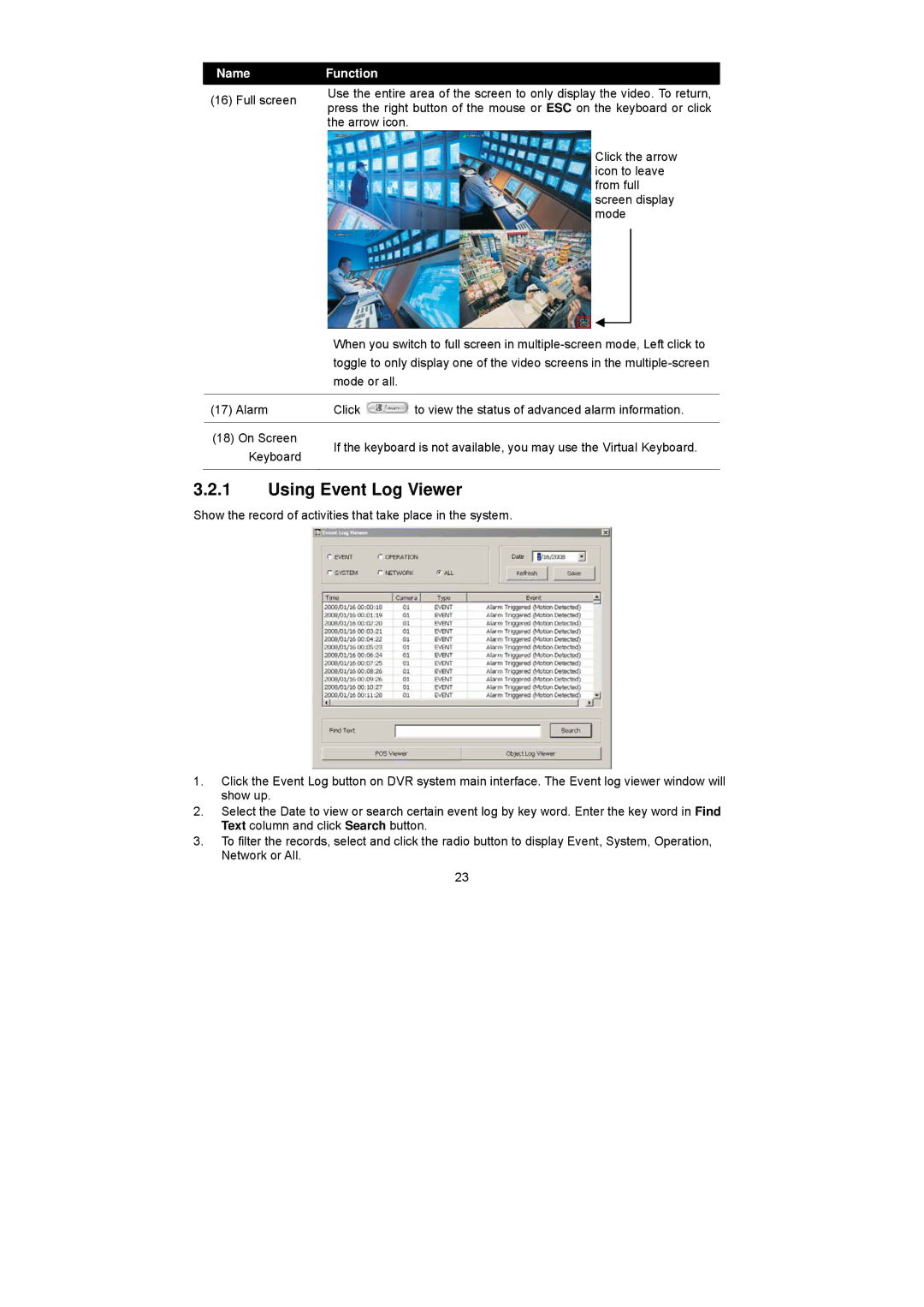 Speco Technologies PC Pro Series user manual Using Event Log Viewer 