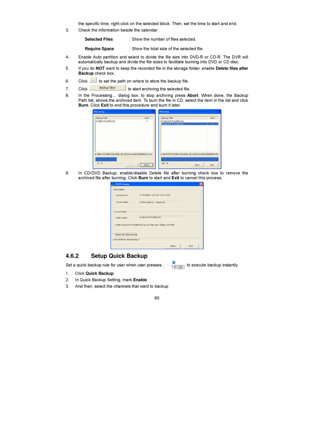 Speco Technologies PC Pro Series user manual Setup Quick Backup, Click Quick Backup 