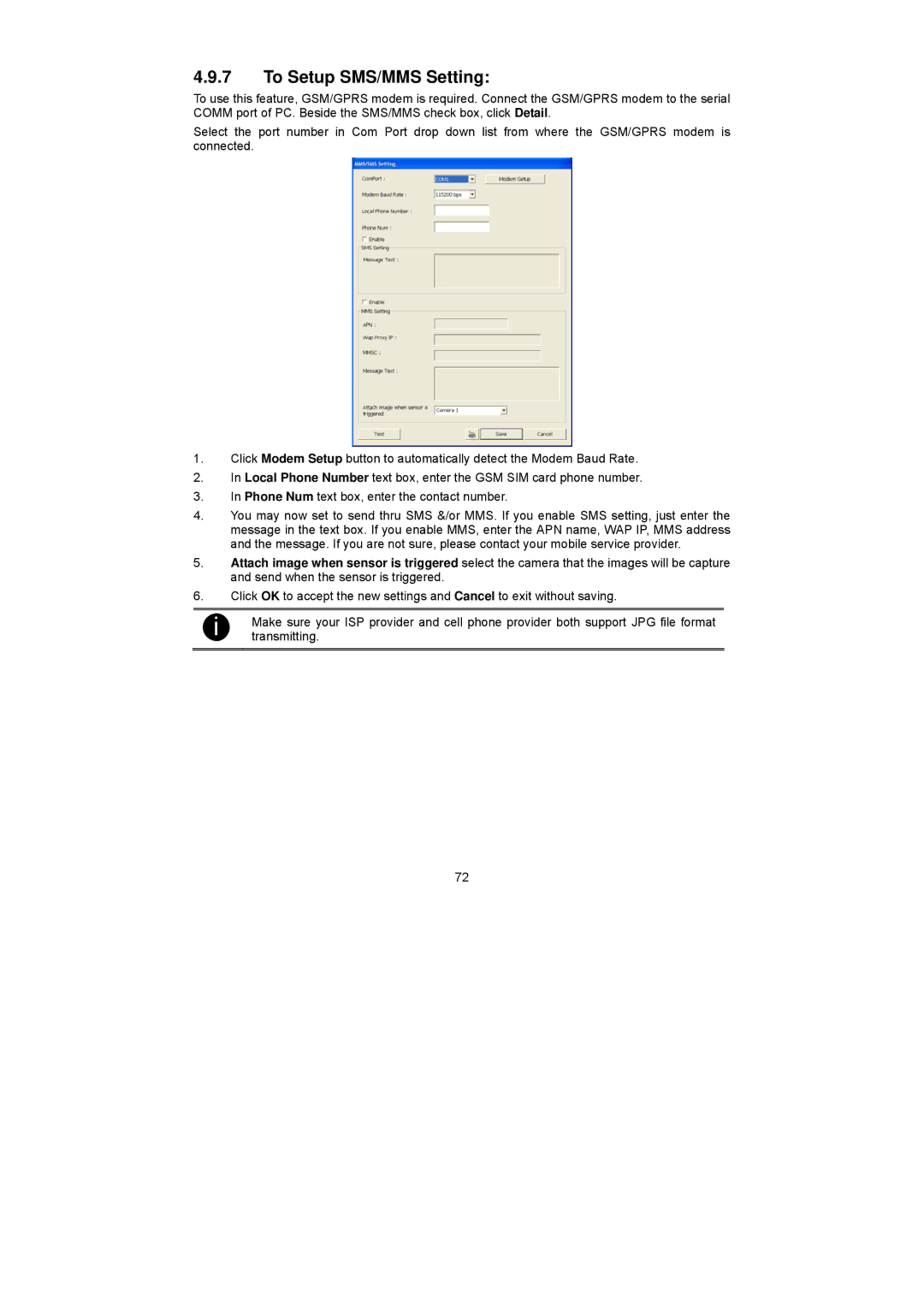 Speco Technologies PC Pro Series user manual To Setup SMS/MMS Setting 