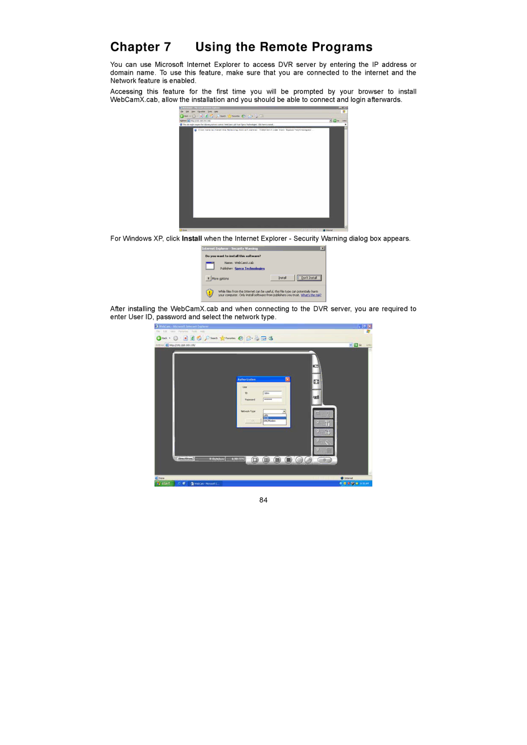 Speco Technologies PC Pro Series user manual Using the Remote Programs 