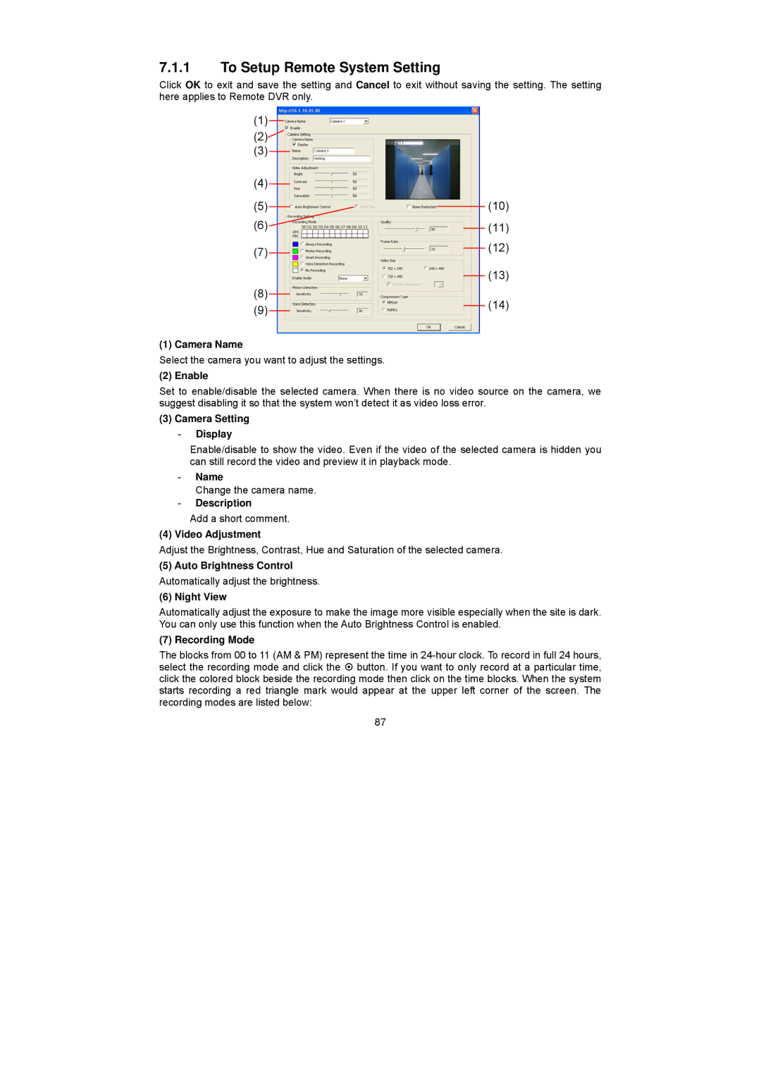 Speco Technologies PC Pro Series user manual To Setup Remote System Setting, Camera Name, Camera Setting Display 