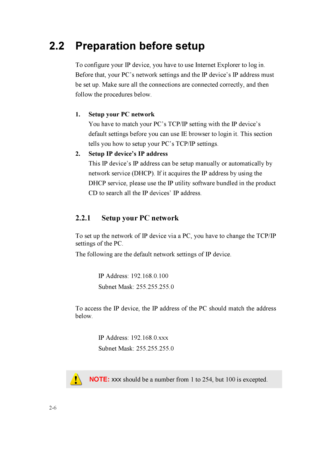 Speco Technologies SIPMPDVFH, SIPMPBVFH instruction manual Preparation before setup, Setup your PC network 