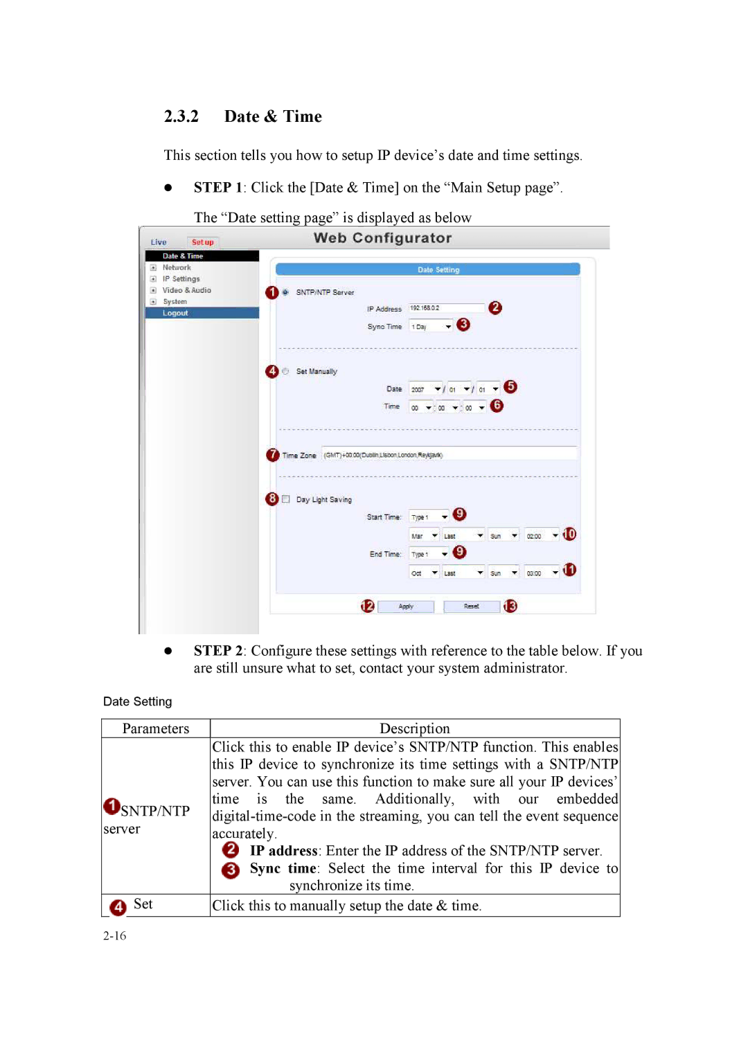 Speco Technologies SIPMPDVFH, SIPMPBVFH instruction manual Date & Time, Sntp/Ntp 