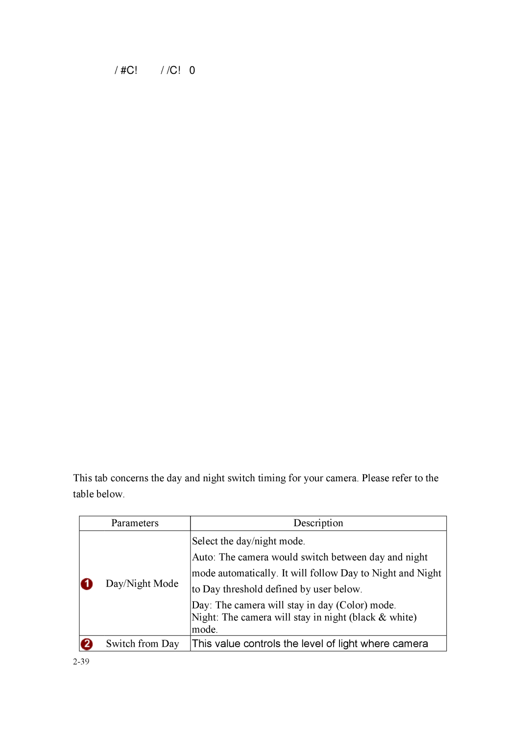 Speco Technologies SIPMPBVFH, SIPMPDVFH instruction manual This value controls the level of light where camera 