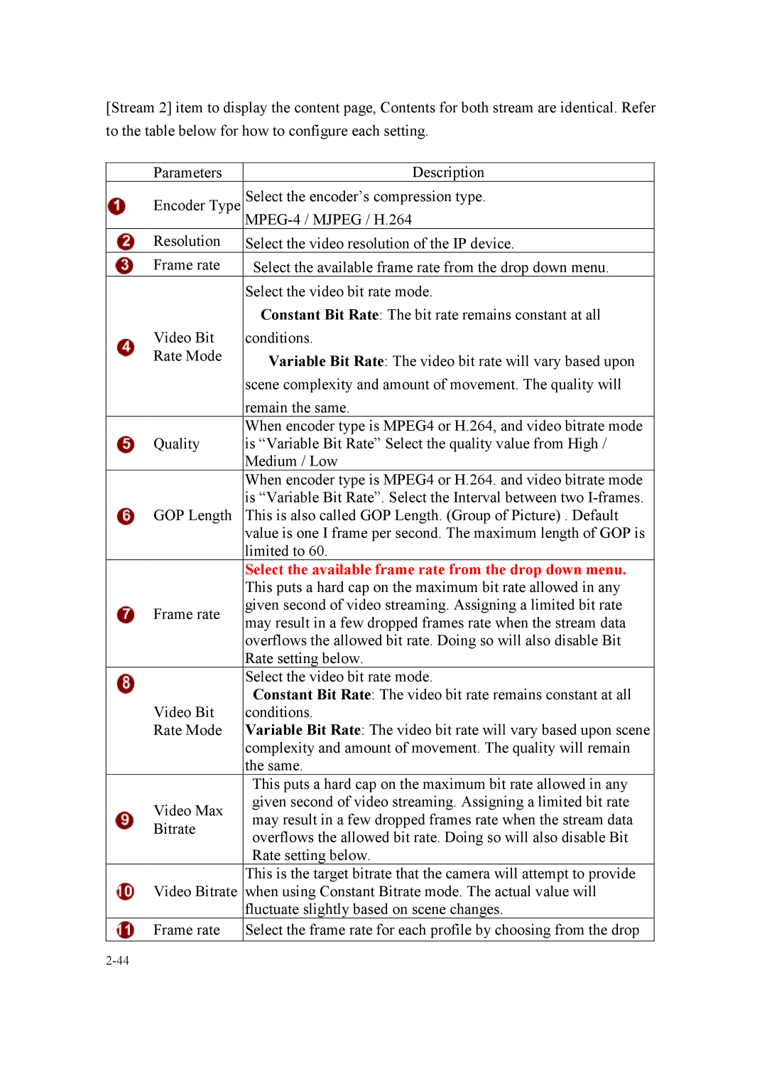 Speco Technologies SIPMPDVFH, SIPMPBVFH instruction manual Select the available frame rate from the drop down menu 