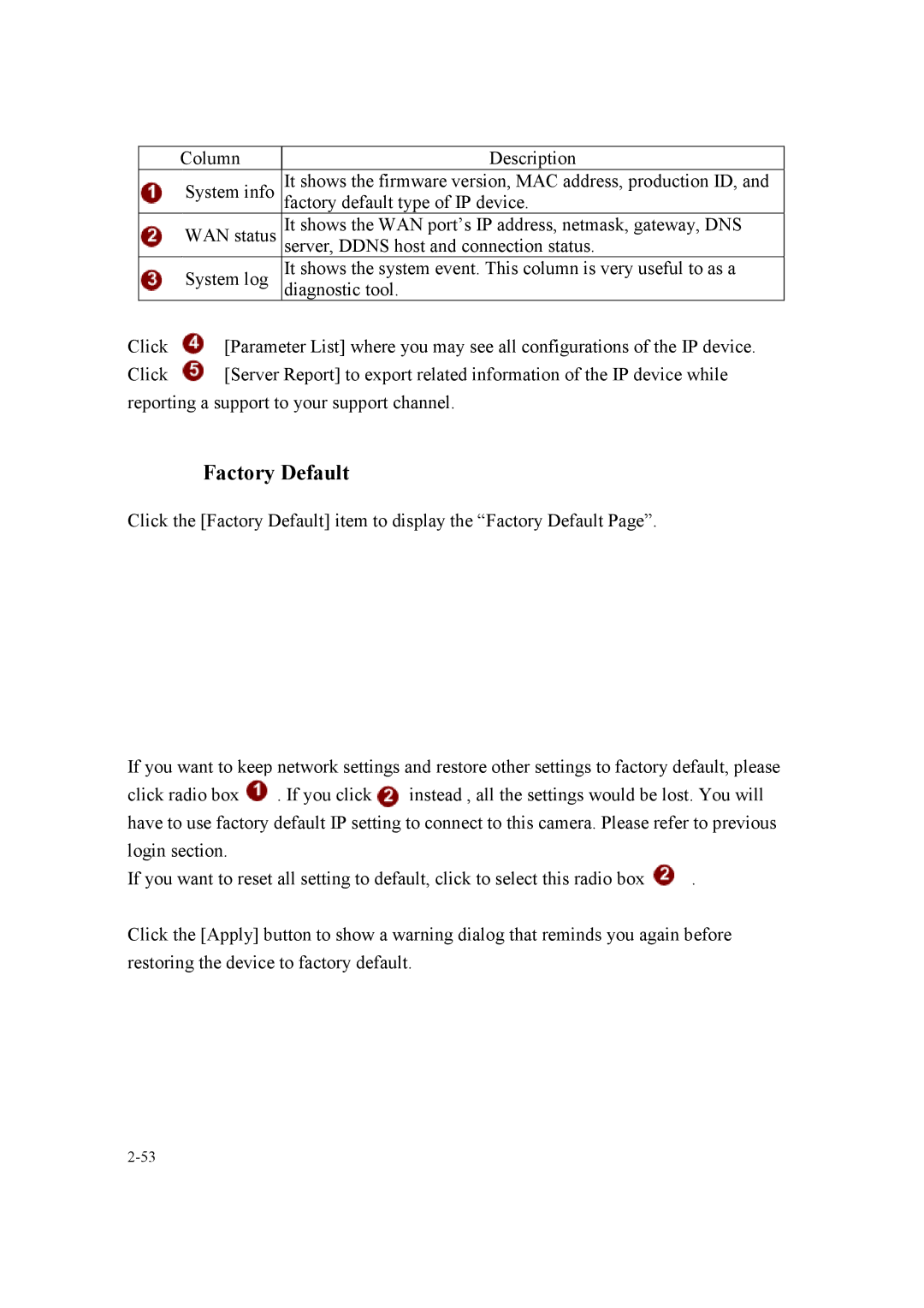 Speco Technologies SIPMPBVFH, SIPMPDVFH instruction manual Factory Default 