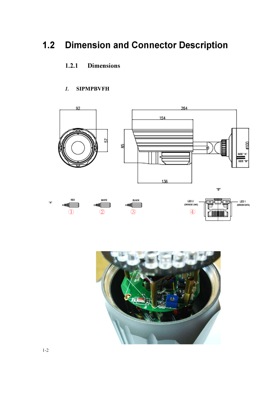 Speco Technologies SIPMPDVFH, SIPMPBVFH instruction manual Dimension and Connector Description, Dimensions 