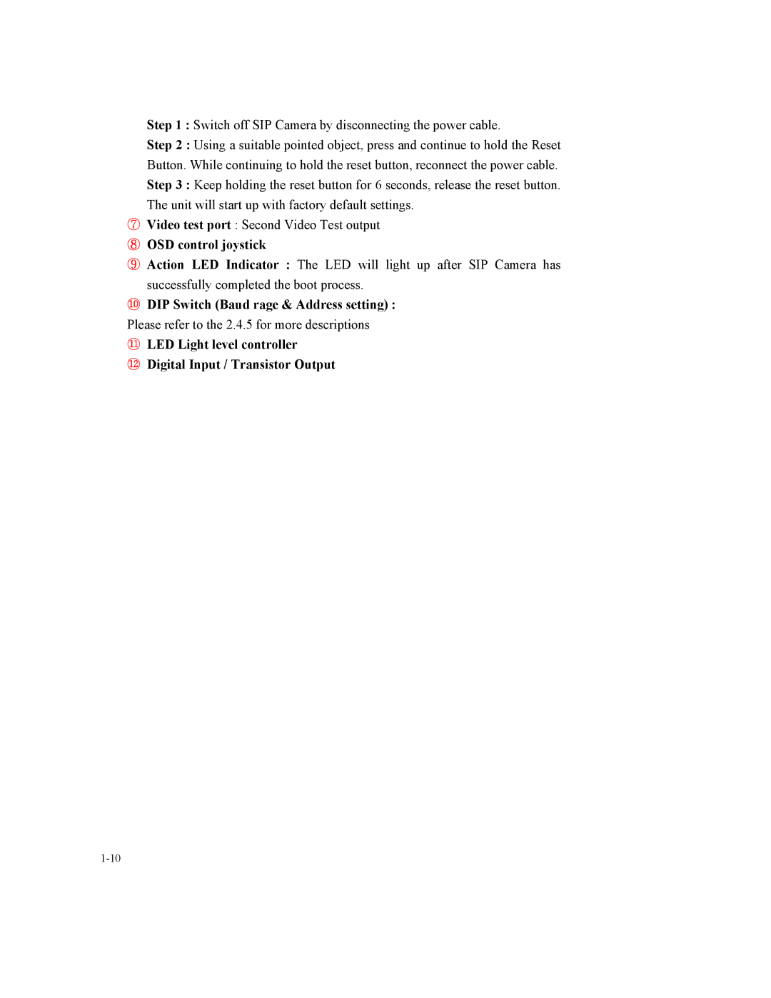 Speco Technologies SIPSD10X, SIPT5 instruction manual ⑧ OSD control joystick 