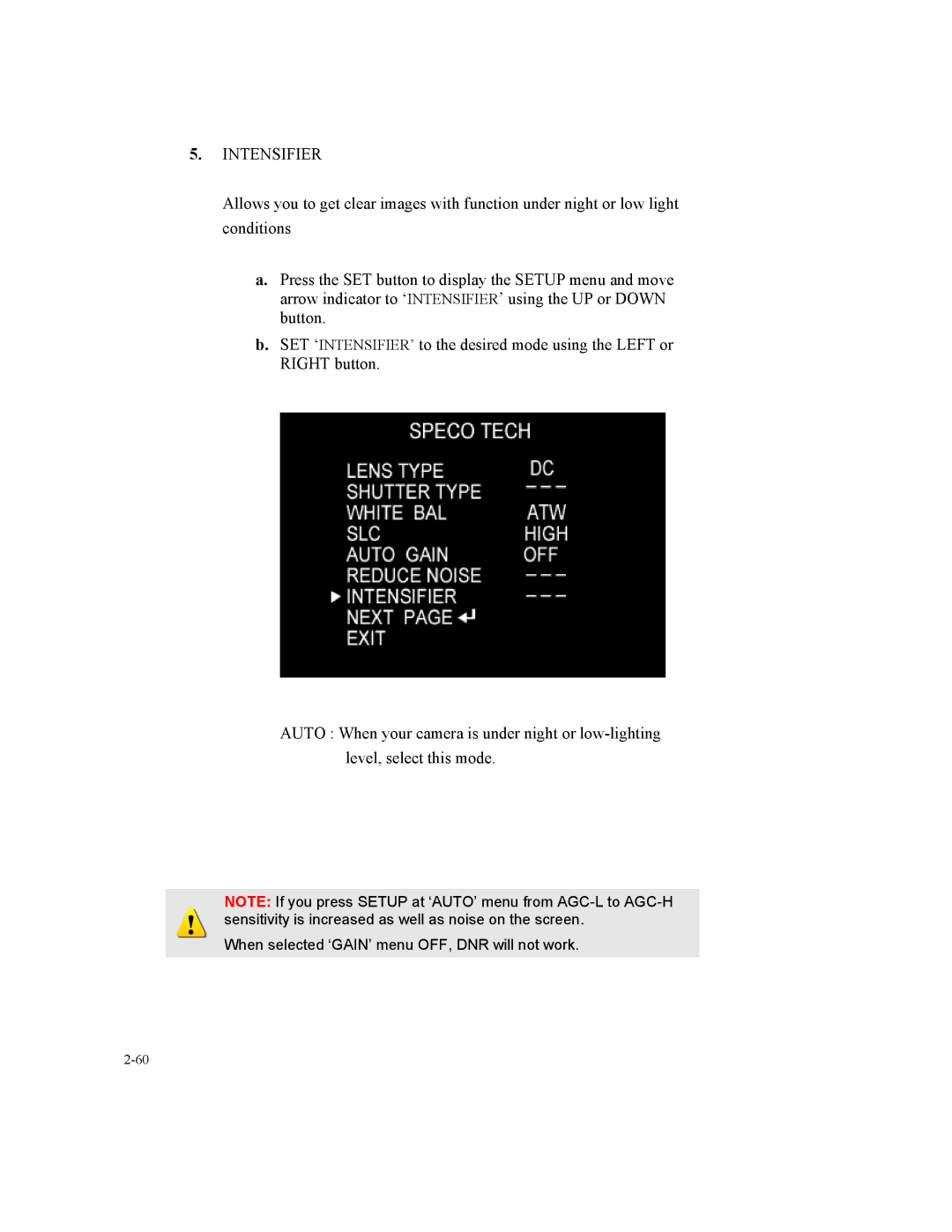 Speco Technologies SIPSD10X, SIPT5 instruction manual Intensifier 