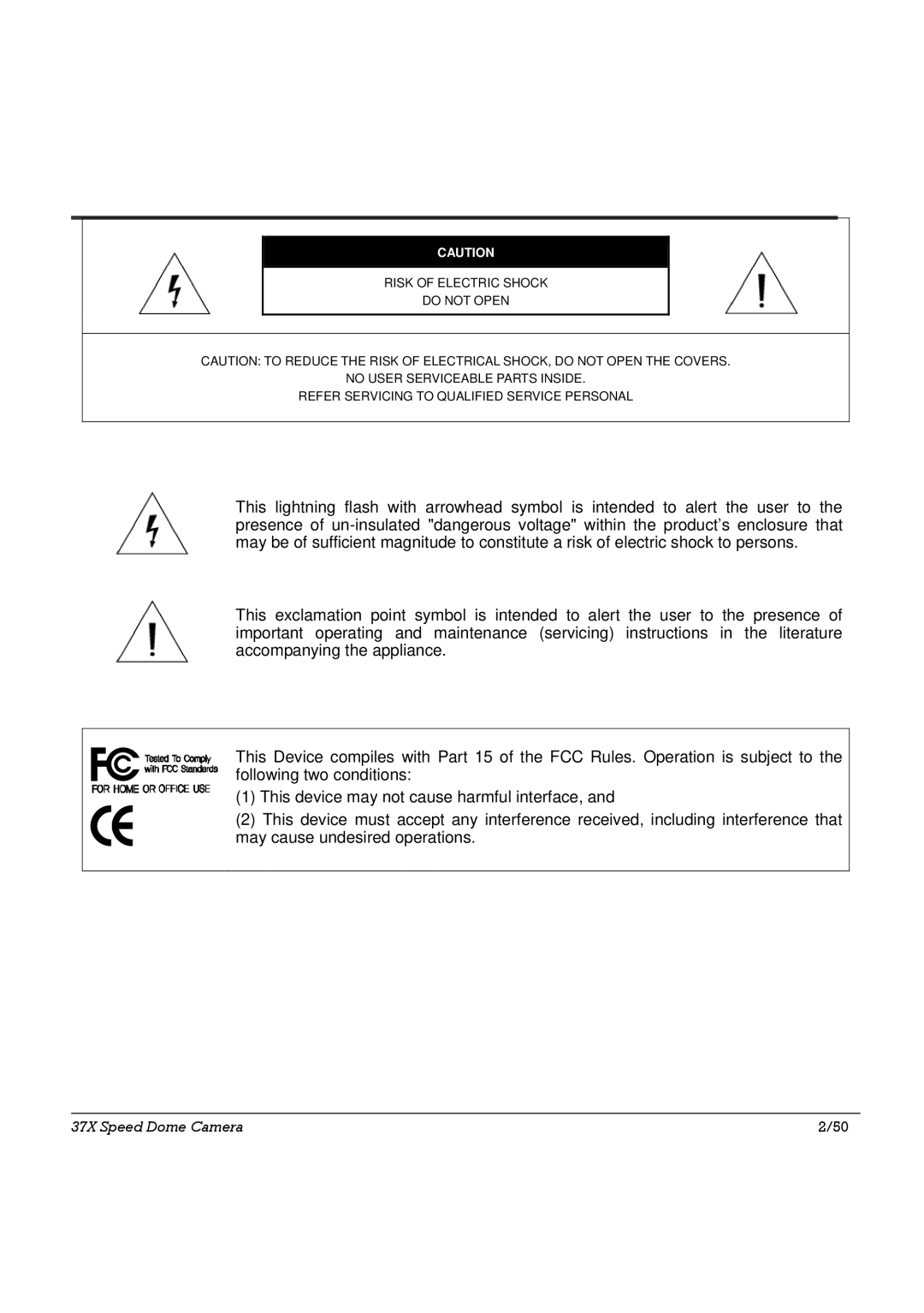 Speco Technologies SIPSD37X, HTSD37X specifications 37X Speed Dome Camera 