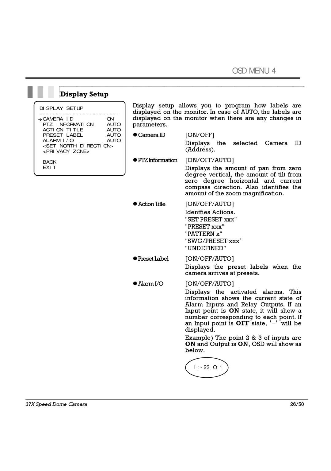 Speco Technologies SIPSD37X, HTSD37X specifications Display Setup 