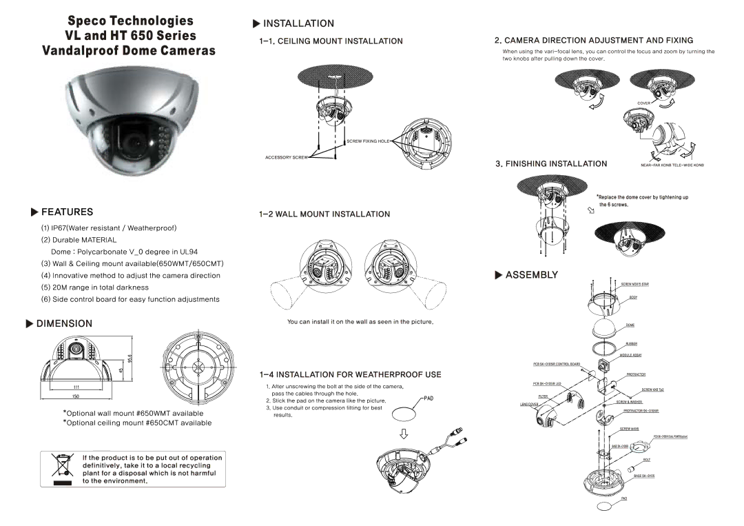 Speco Technologies VL-650 manual 