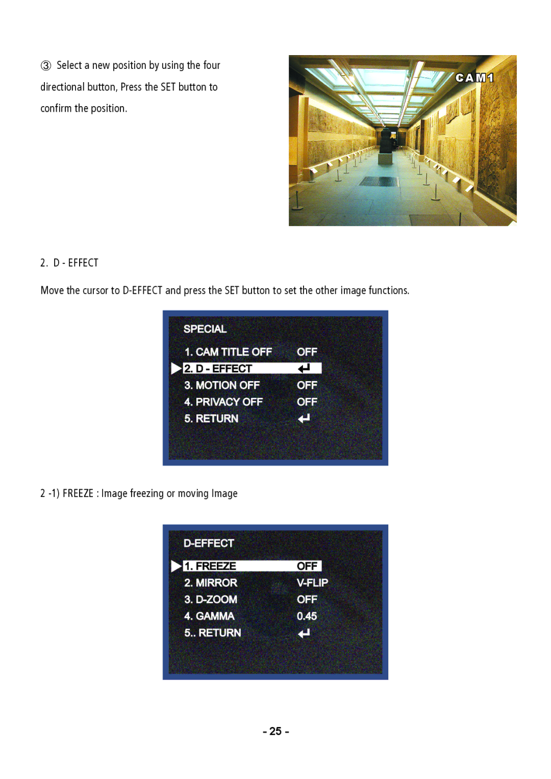 Speco Technologies VL647ILT instruction manual CAM1 