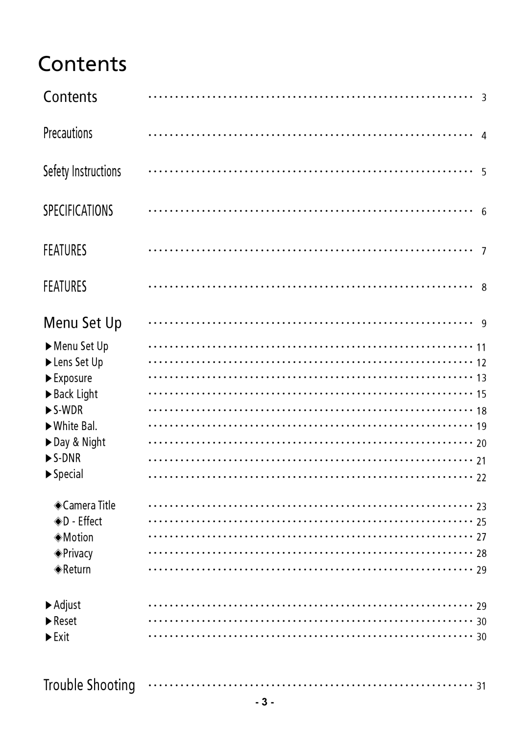 Speco Technologies VL647ILT instruction manual Contents 