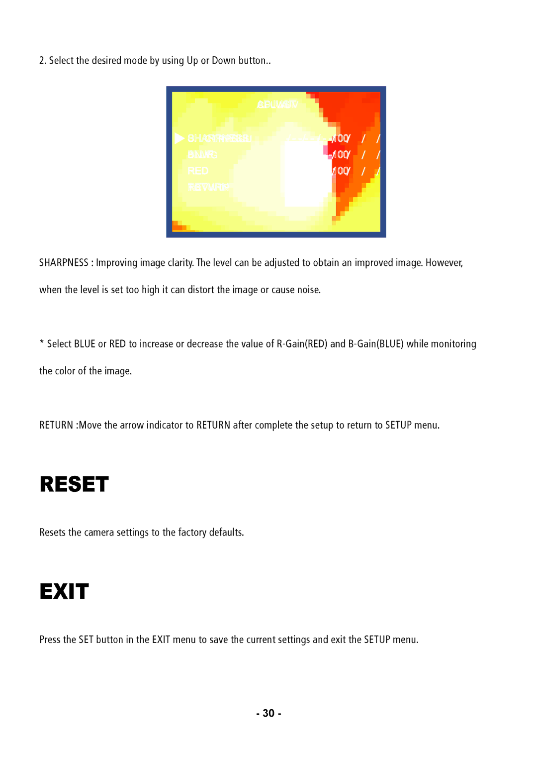 Speco Technologies VL647ILT instruction manual Reset 