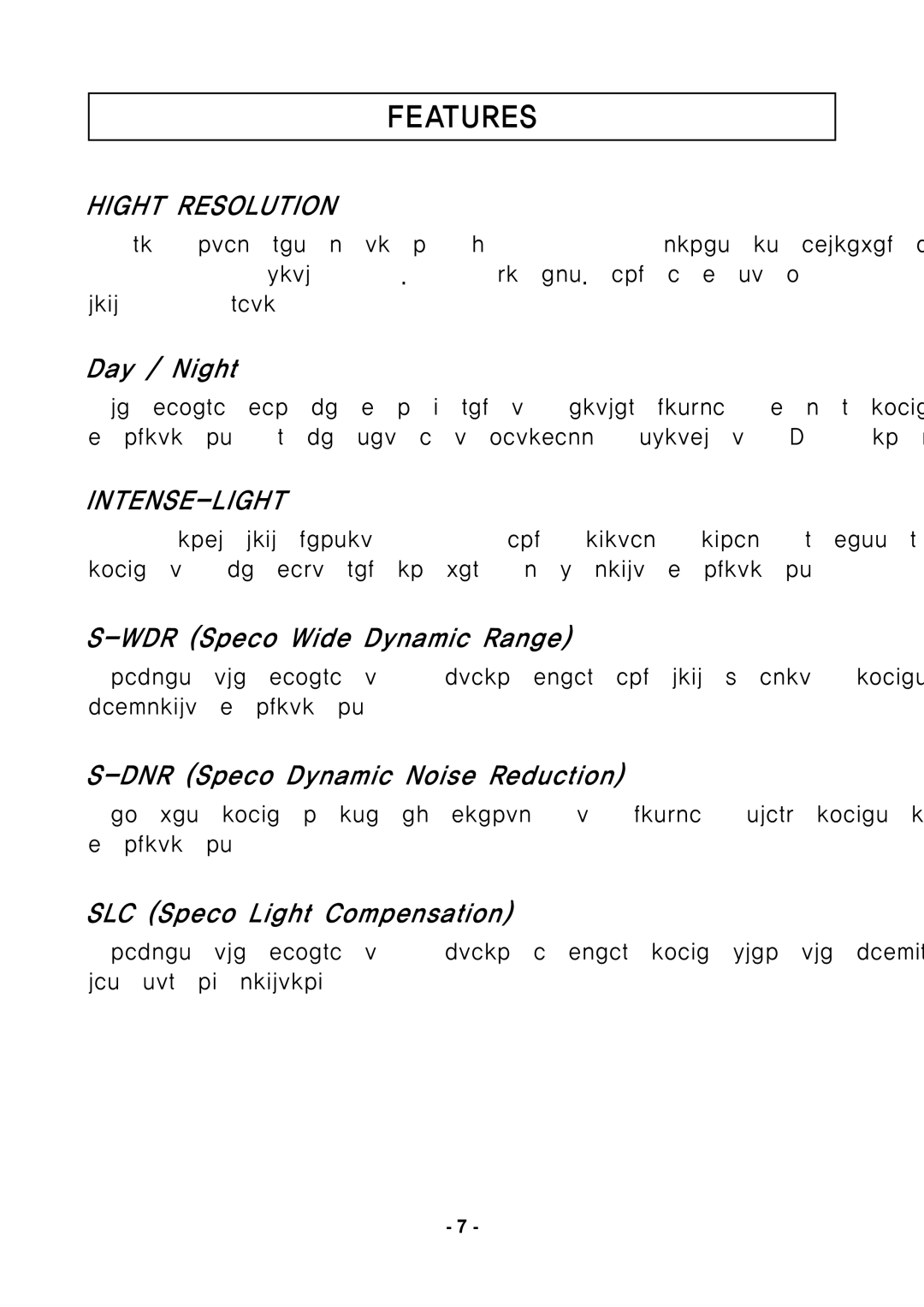 Speco Technologies VL647ILT instruction manual Features 